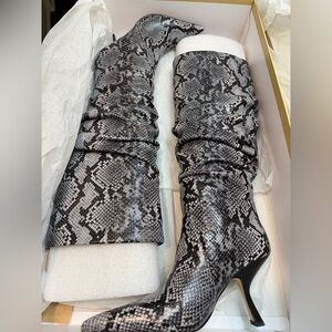 Michael Kors Black and Gray Over the Knee Boots